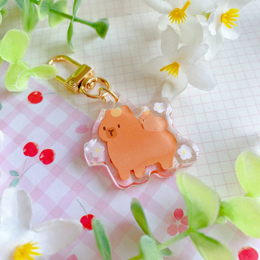 Capybara | Mini Sparkly Acrylic Charm | 1.5 inch