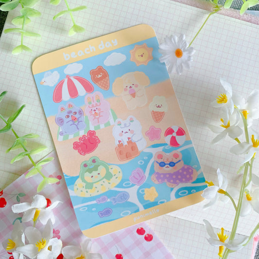 Beach Day | Kudamono Friends | Matte Vinyl Sticker sheet