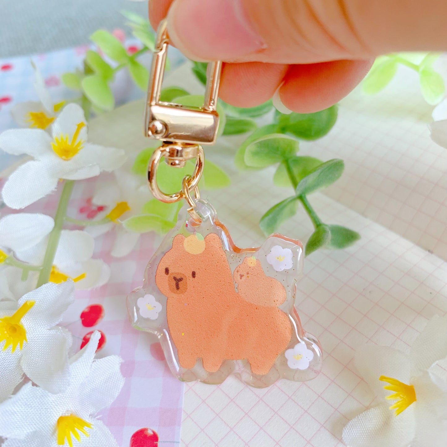 Capybara | Mini Sparkly Acrylic Charm | 1.5 inch