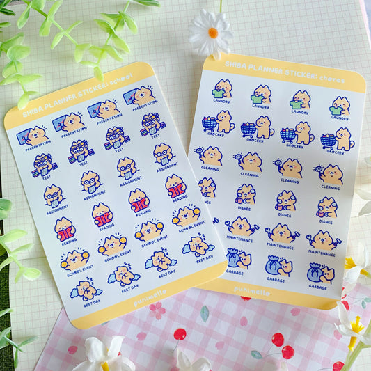 Shiba Planner Stickers | Matte Vinyl Sticker sheets