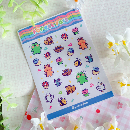 Forest Pals | Clear Vinyl Sticker sheet