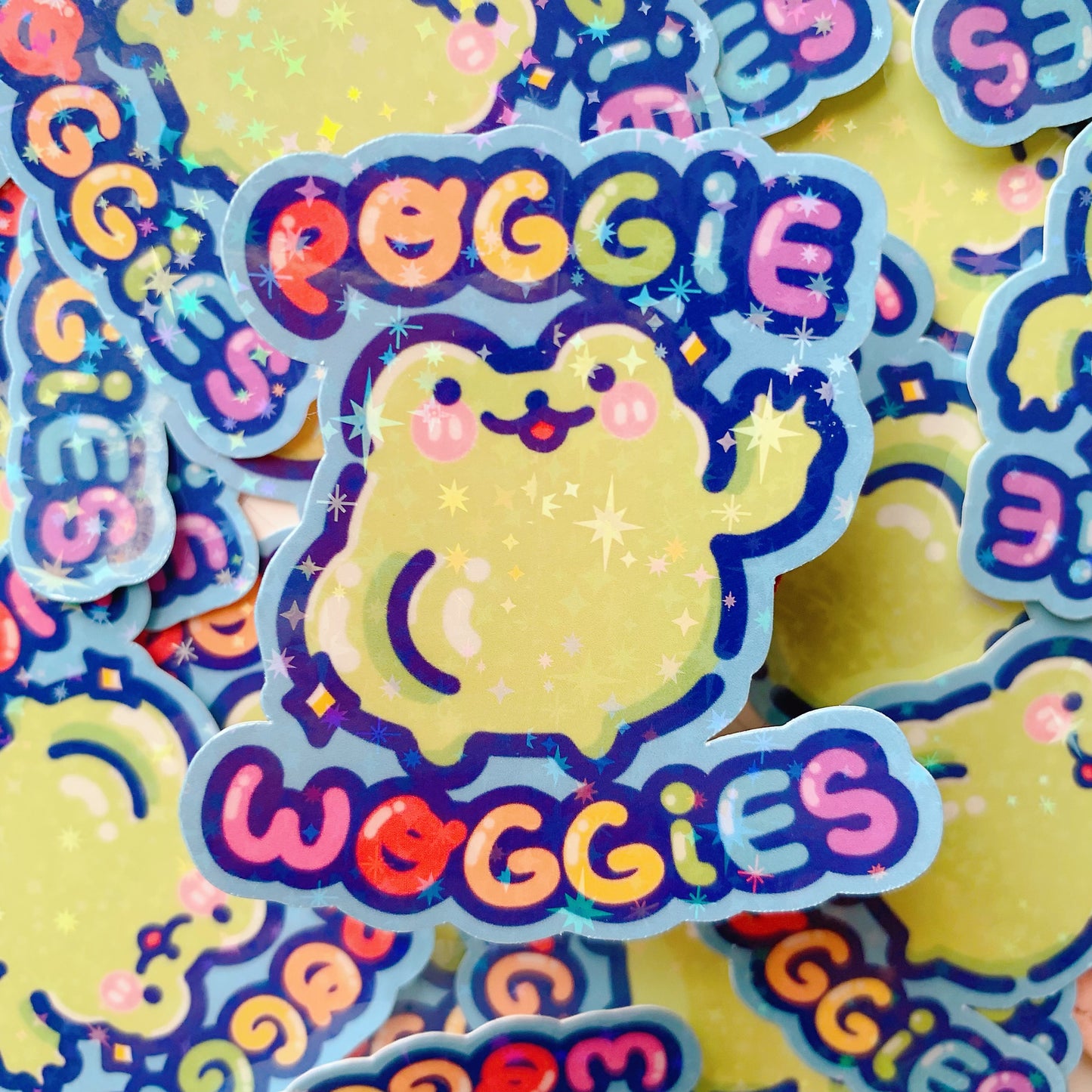 Poggie Woggies Froggy | Holographic Vinyl Sticker