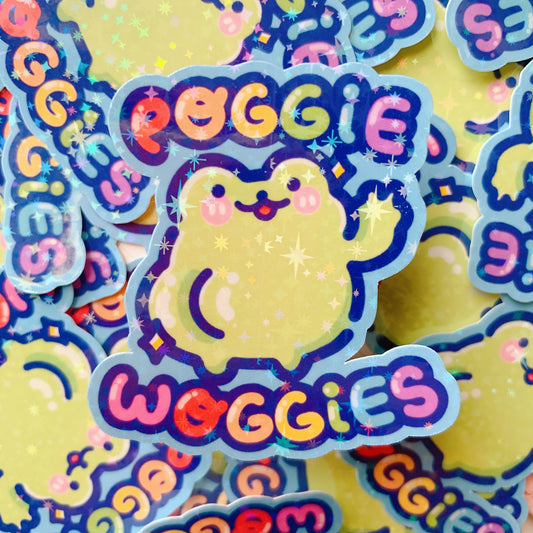 Poggie Woggies Froggy | Holographic Vinyl Sticker