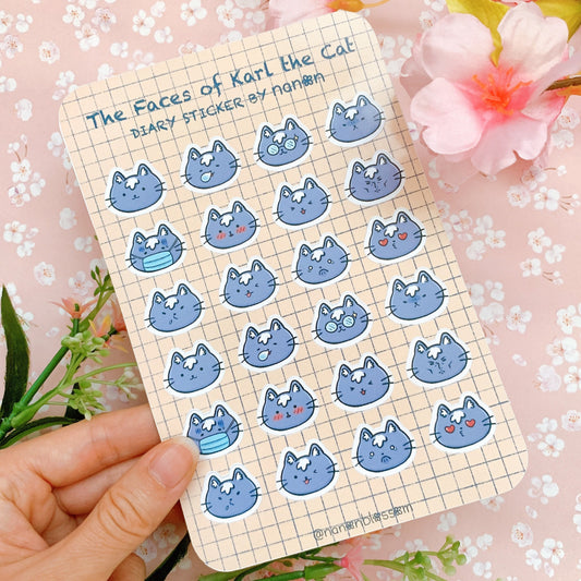 Karl the Cat | Matte Vinyl Sticker sheets