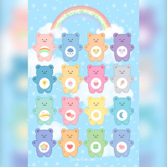 Care Bears Friends | Matte Vinyl Sticker sheet, Postcard