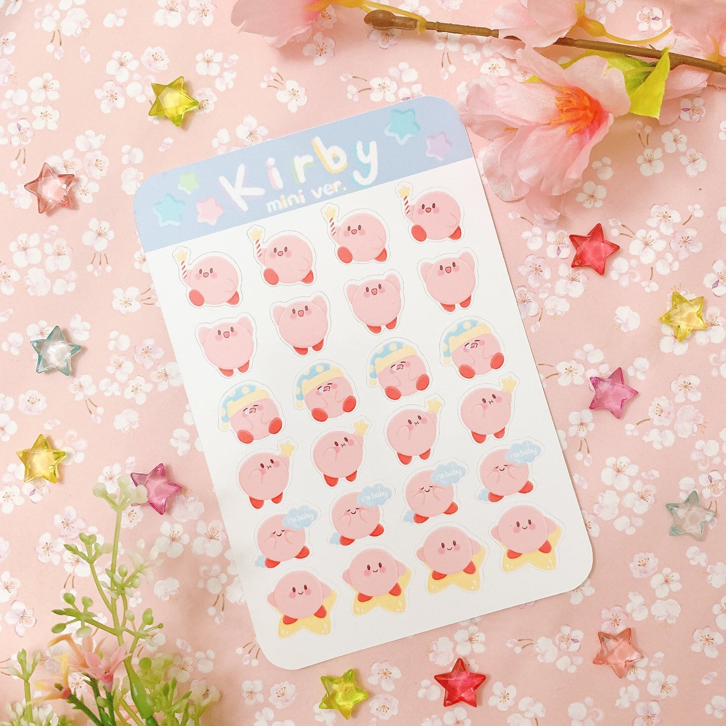 Kirby in Cute Poses | Matte Vinyl Sticker sheet