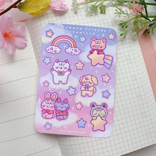 Kudamono Friends Dreamland | Original Characters | Matte Vinyl Sticker sheet