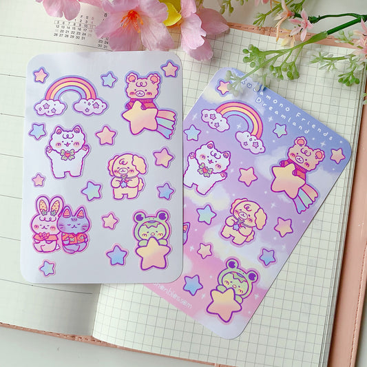 Kudamono Friends Dreamland | Original Characters | Matte Vinyl Sticker sheet
