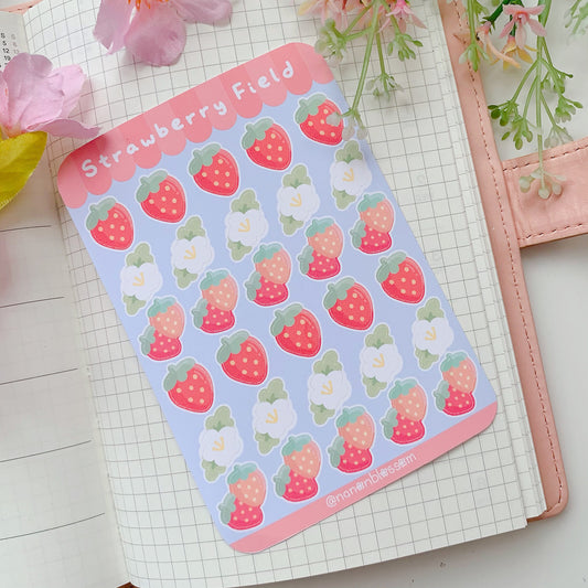 Strawberry Field | Matte Vinyl Sticker sheet