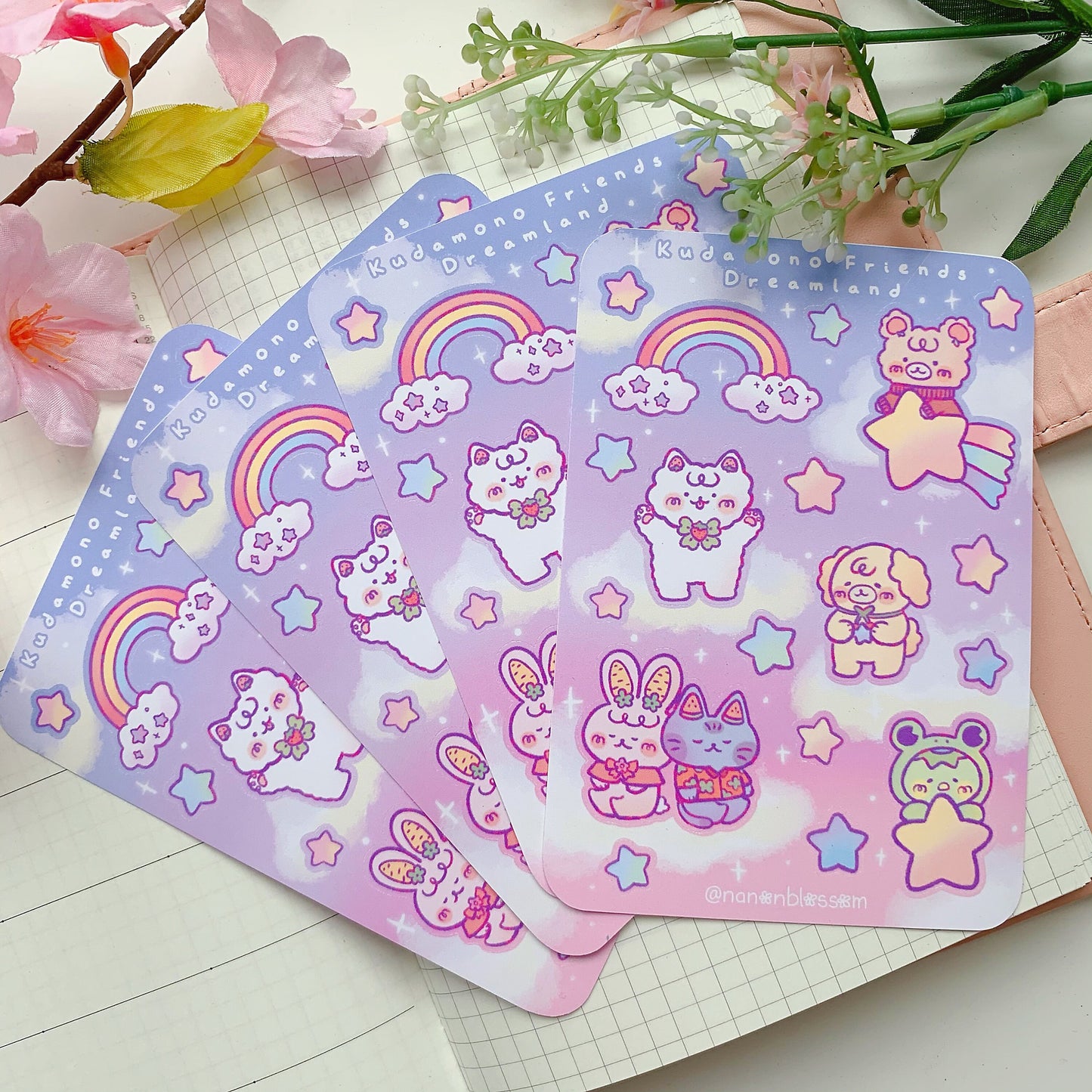 Kudamono Friends Dreamland | Original Characters | Matte Vinyl Sticker sheet