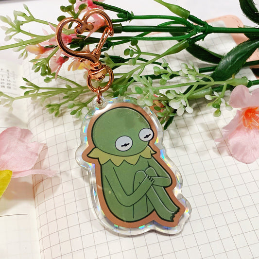 Sad and Flower Kermit | 2.5" Holo Double-sided Acrylic Charm