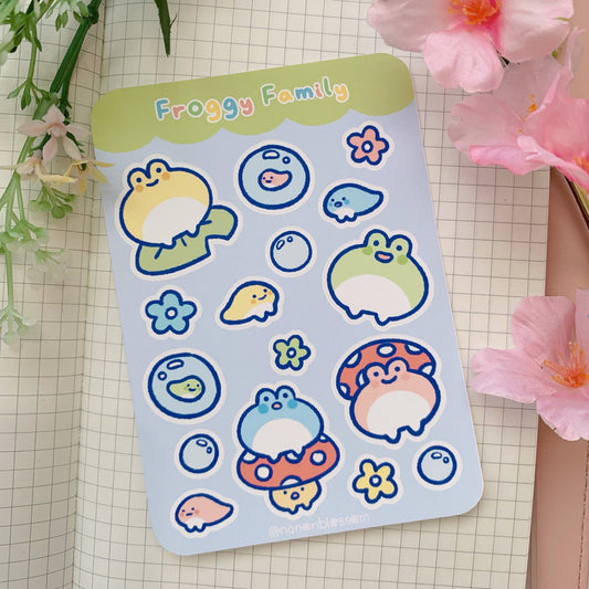 Froggy Family & Froggy Emotions | Original | Matte Vinyl Sticker sheet