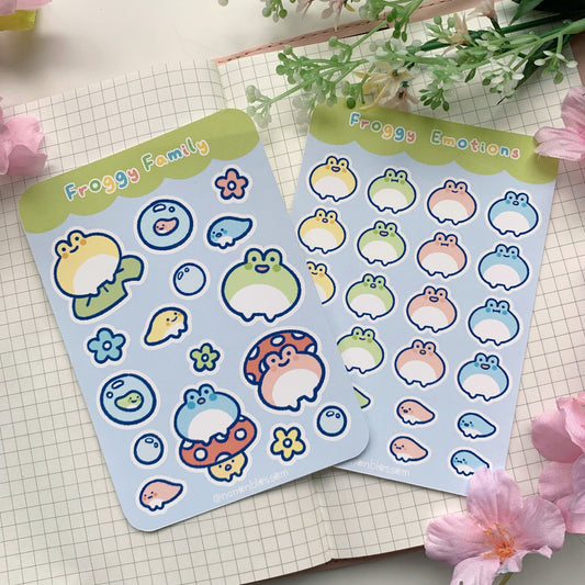 Froggy Family & Froggy Emotions | Original | Matte Vinyl Sticker sheet