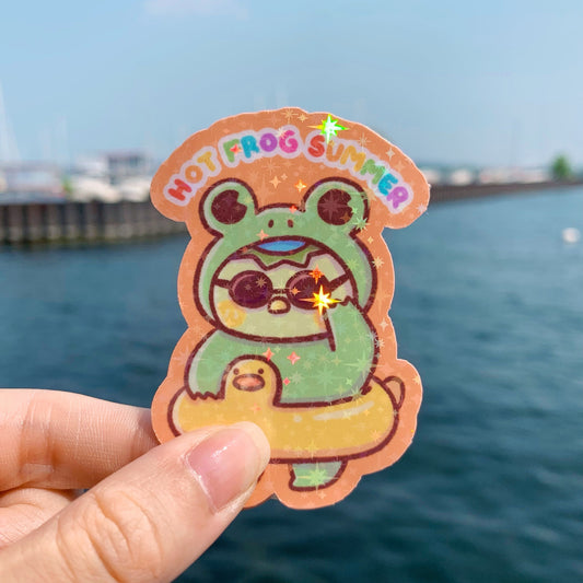 Hot Frog Summer | Star Holo Laminated Vinyl Sticker
