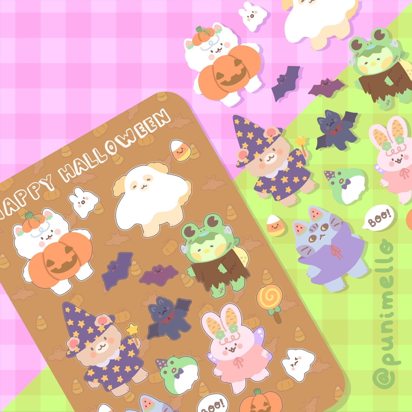 Happy Halloween | Kudamono Friends | Original Characters | Matte Vinyl Sticker sheet