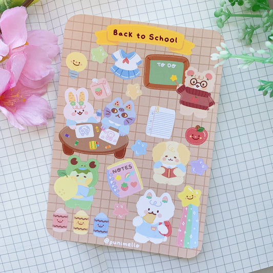 Back to School | Kudamono Friends | Original Characters | Matte Vinyl Sticker sheet