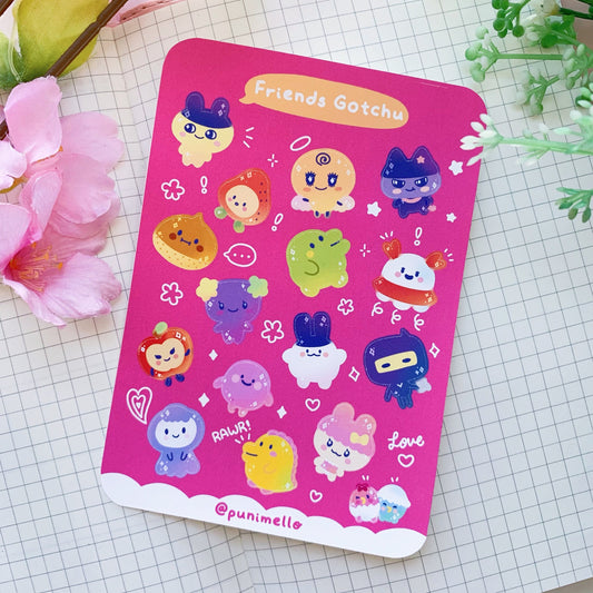 Friends Gotchu | Tamagotchi | Matte Vinyl Sticker sheet