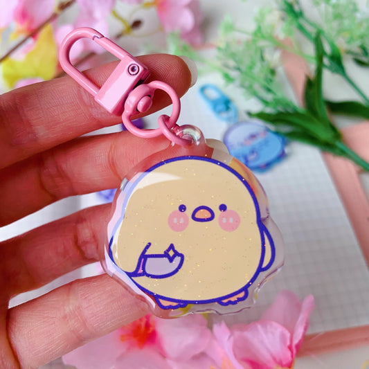 Birbs with Knives | Mini Sparkly Acrylic Charm | 1.5 inch