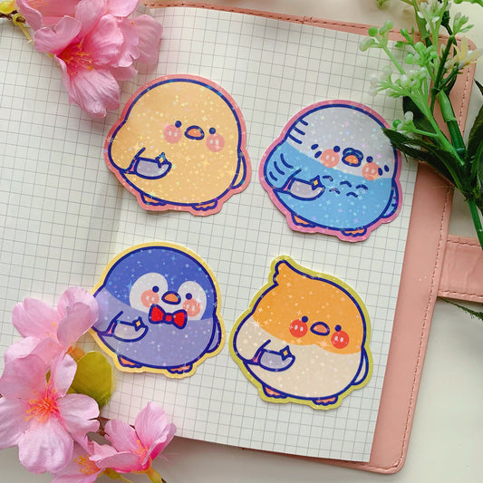 Birbs with Knives | 5 Birbs | Holographic Vinyl Sticker