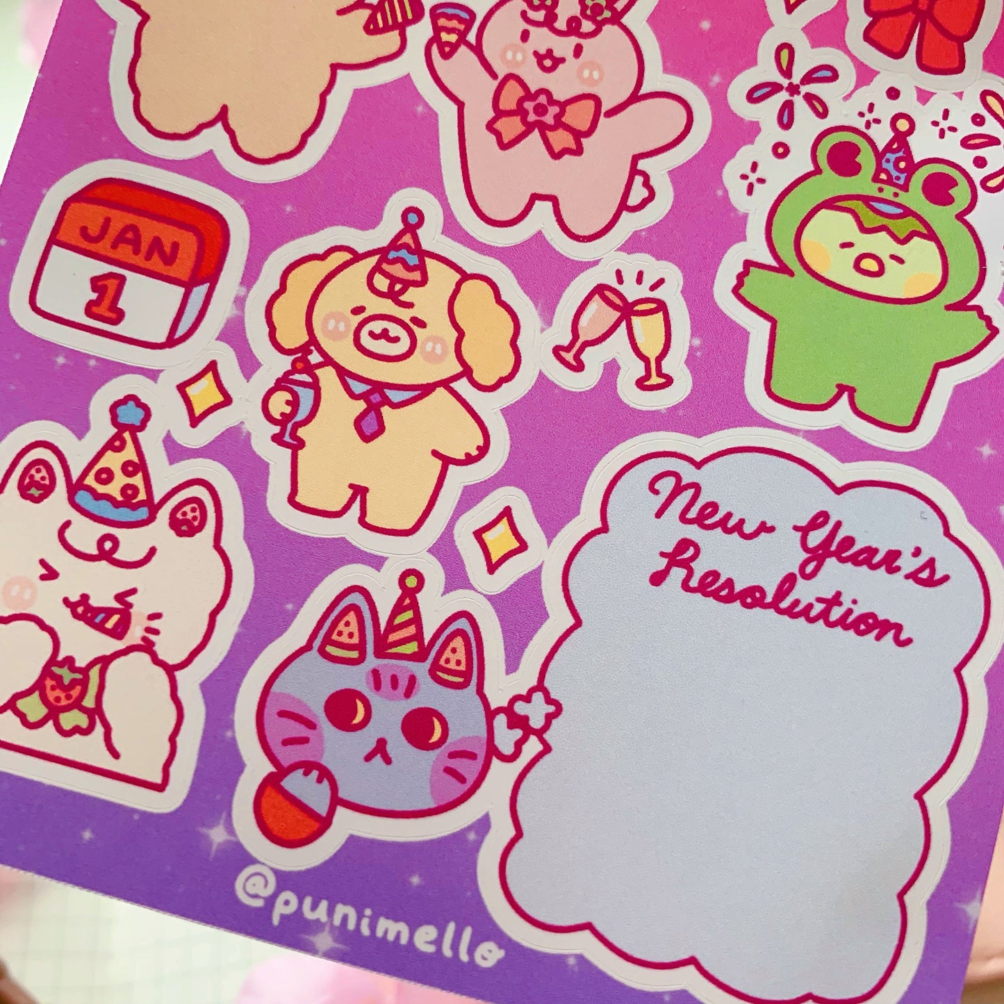 Happy New Year 2022 | Kudamono Friends | Original Characters | Matte Vinyl Sticker sheet