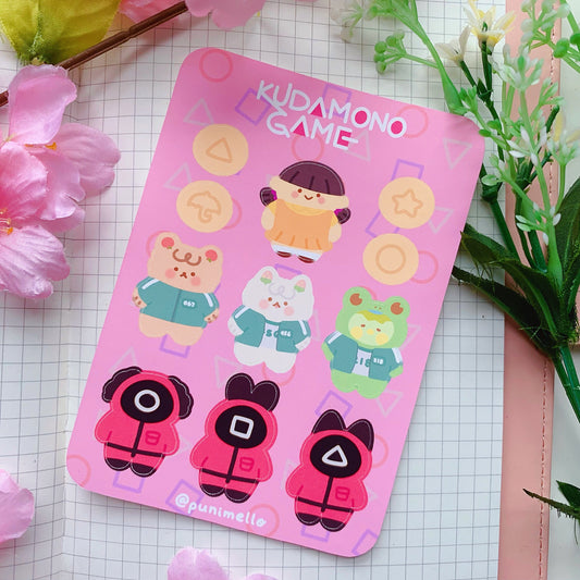 Kudamono Game / Squid Game | Kudamono Friends | Original Characters | Matte Vinyl Sticker sheet