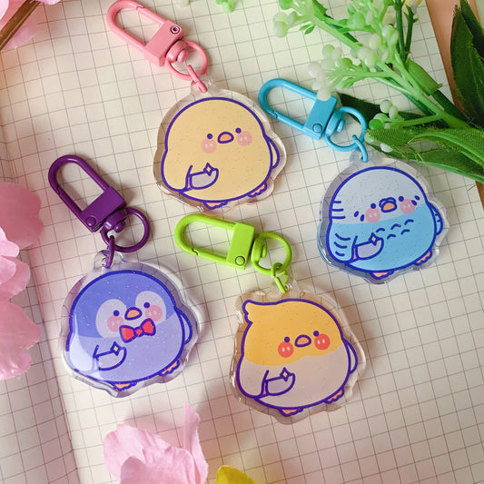 Birbs with Knives | Mini Sparkly Acrylic Charm | 1.5 inch