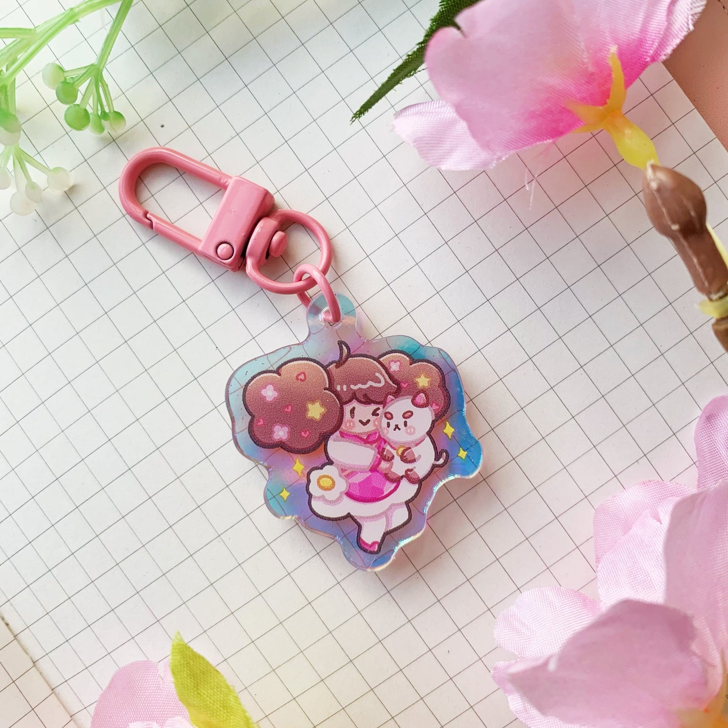 Bee x Puppy | Mini Rainbow Acrylic Charm | 1.5 inch