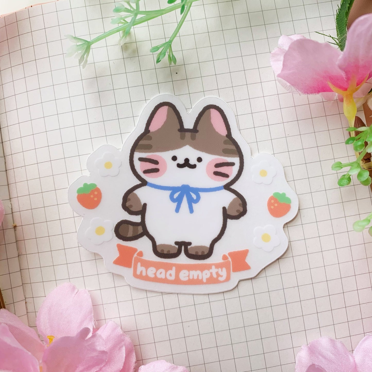Head Empty Peppy Cat | 3” Clear Matte Vinyl Sticker