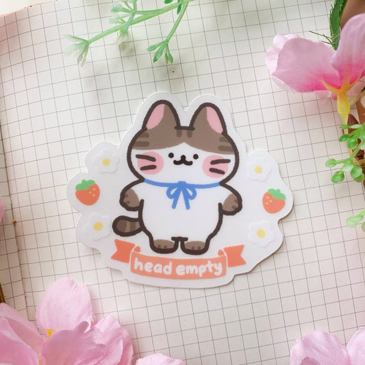Head Empty Peppy Cat | 3” Clear Matte Vinyl Sticker