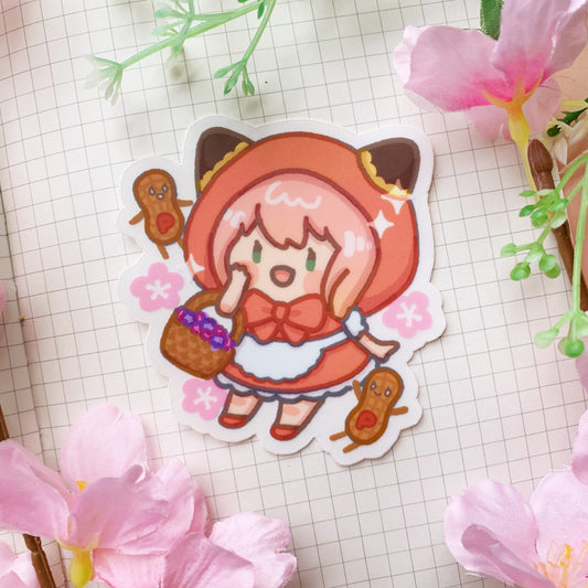 Little Red Riding Anya | 3” Clear Matte Vinyl Sticker