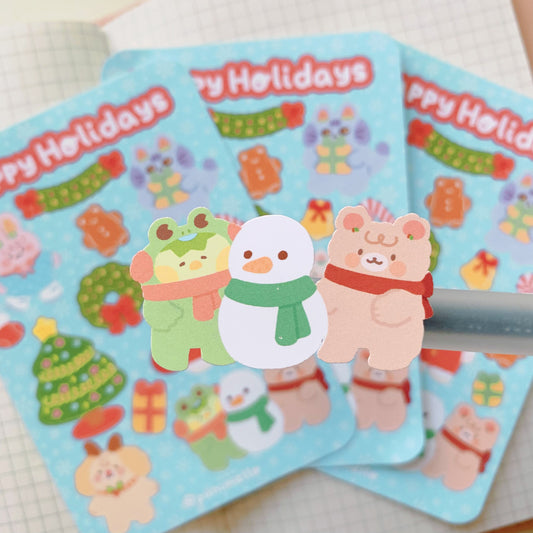 Happy Holidays | Kudamono Friends | Vinyl Sticker sheet