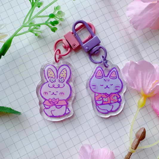 Ririn & Tomi Matching Set | Mini Sparkly Acrylic Charm | 1.5 inch