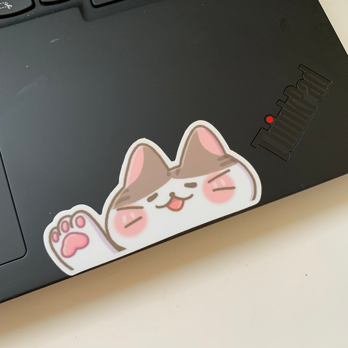 Peppy Cat Peeker | Laminated Matte Vinyl Sticker