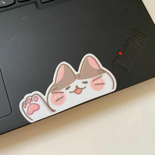Peppy Cat Peeker | Laminated Matte Vinyl Sticker