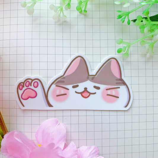 Peppy Cat Peeker | Laminated Matte Vinyl Sticker