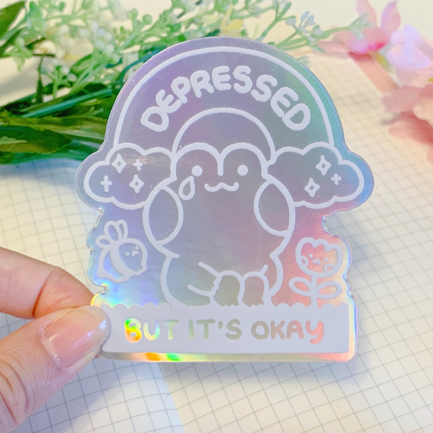 Sadness Frog | Holographic Vinyl Sticker