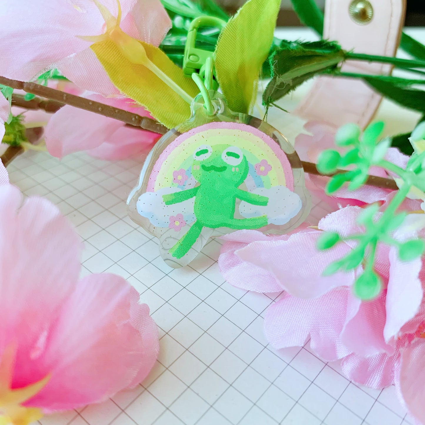 Rainbow Kermit | Mini Rainbow Acrylic Charm | 1.5 inch