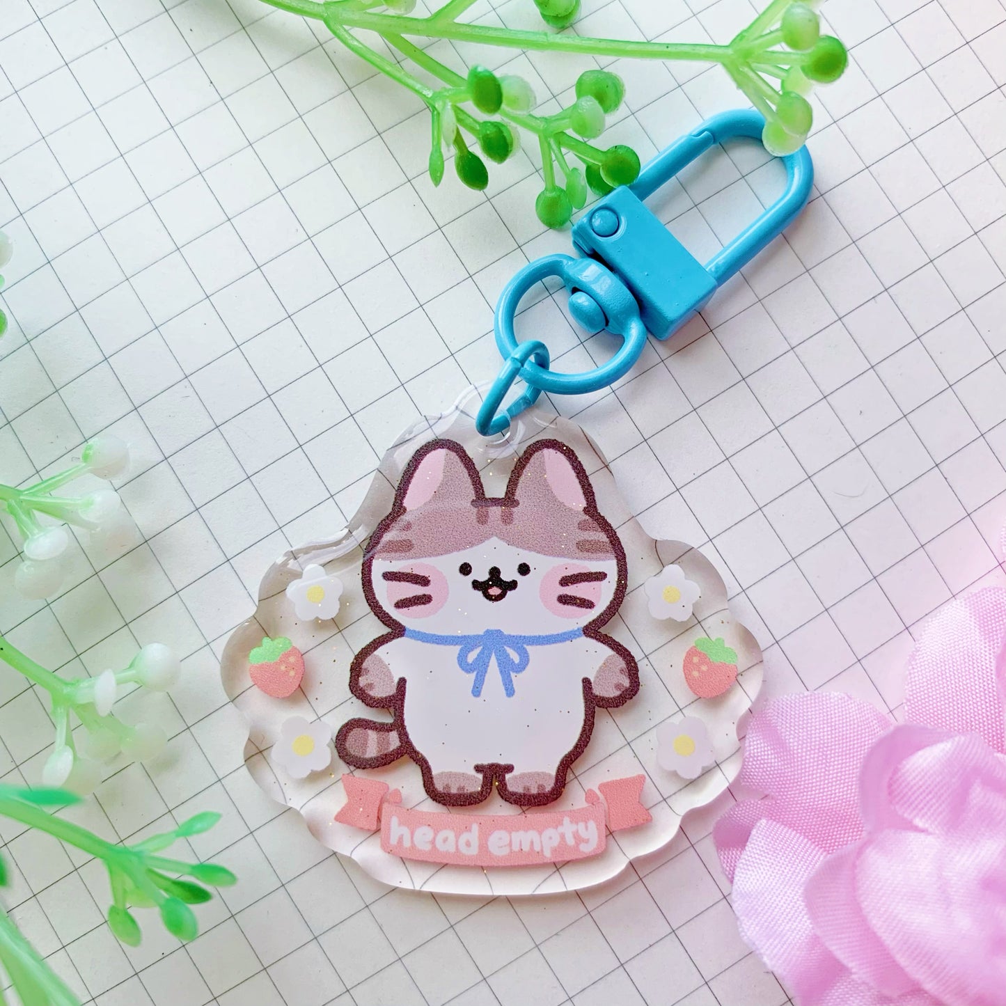 Cats with No Thoughts, Head Empty | Mini Sparkly Acrylic Charm | 1.5 inch