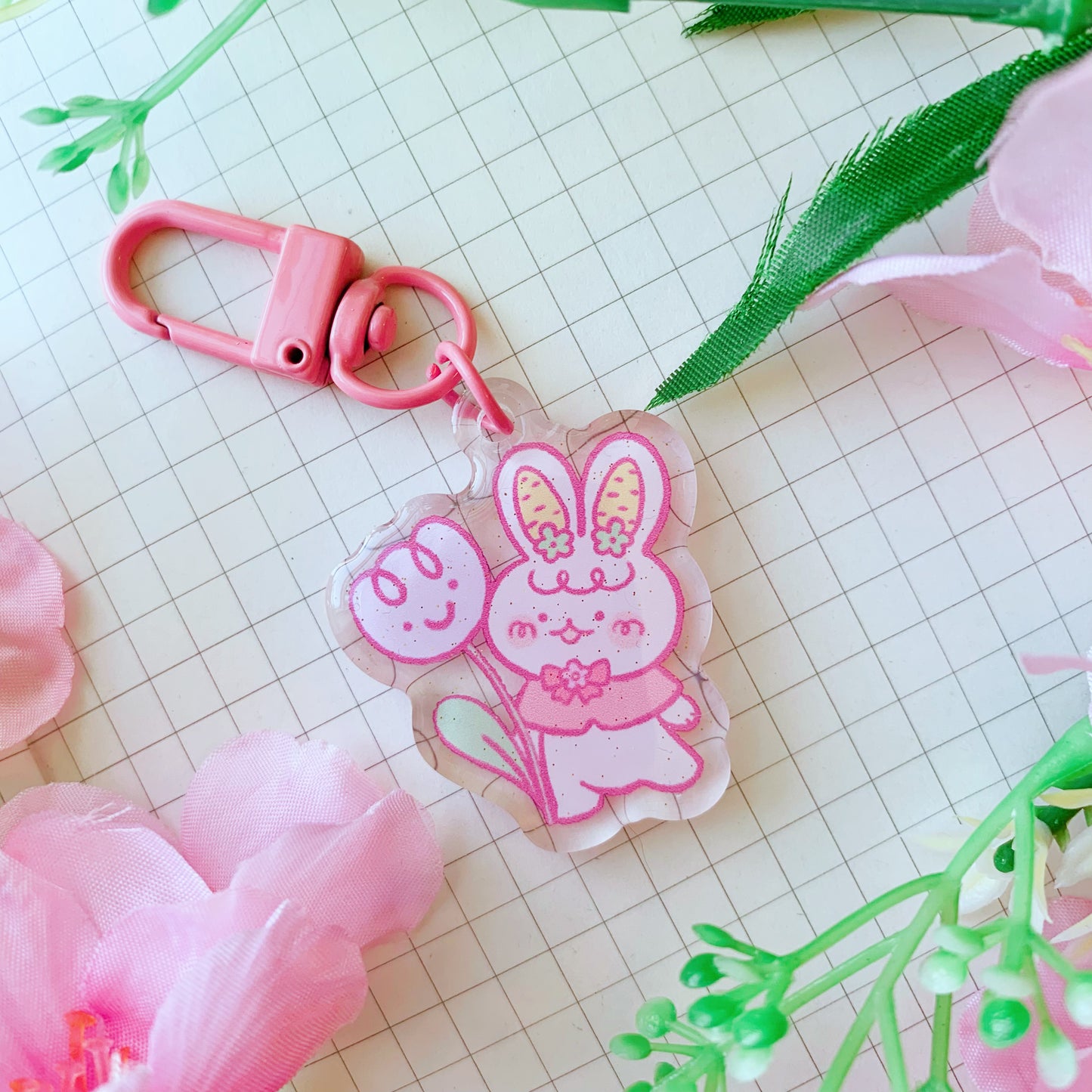 Floral Ririn | Mini Sparkly Acrylic Charm | 1.5 inch