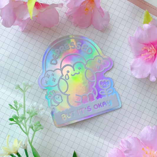 Sadness Frog | Holographic Vinyl Sticker