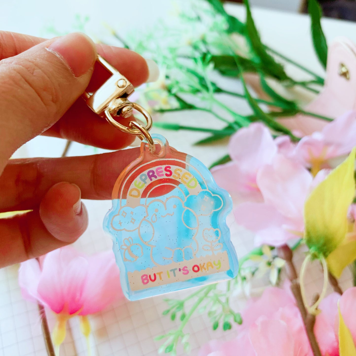 Sad Frog | Mini Rainbow Acrylic Charm | 1.5 inch