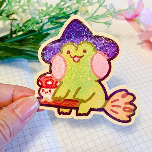 Halloween Froggy and Mushy | Holographic Vinyl Sticker