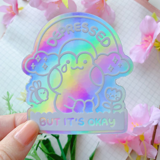 Sadness Frog | Holographic Vinyl Sticker