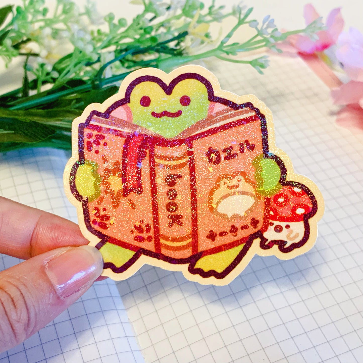 Halloween Froggy and Mushy | Holographic Vinyl Sticker