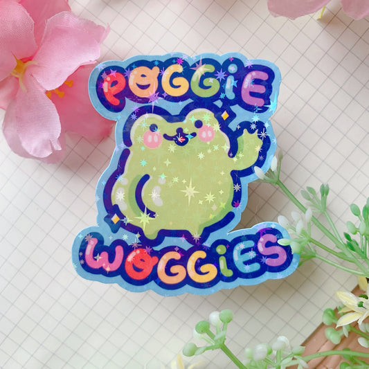 Poggie Woggies Froggy | Holographic Vinyl Sticker