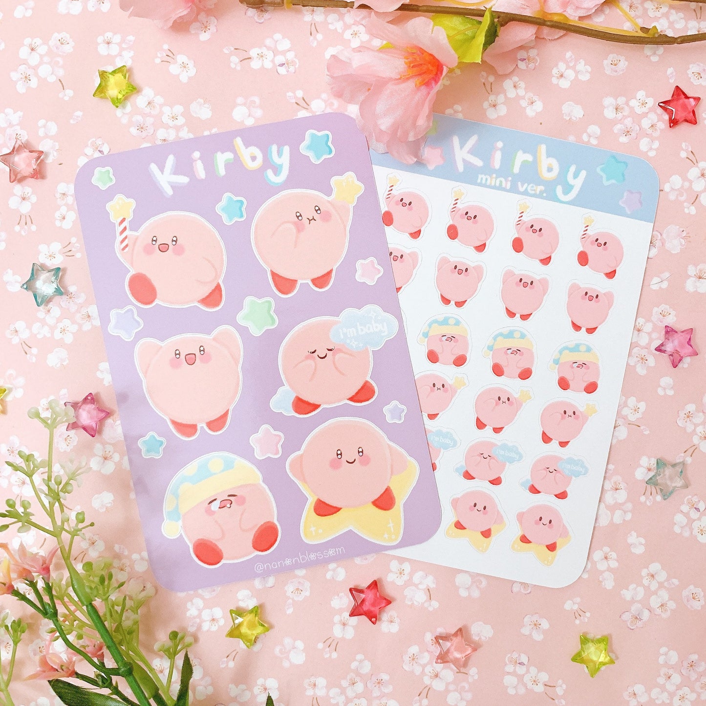 Kirby in Cute Poses | Matte Vinyl Sticker sheet