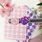 Sakura and Galaxy Themed Journal Bujo Polco Sticker Sheets | Alphabet, Numbers, Hearts & Stars, Circles