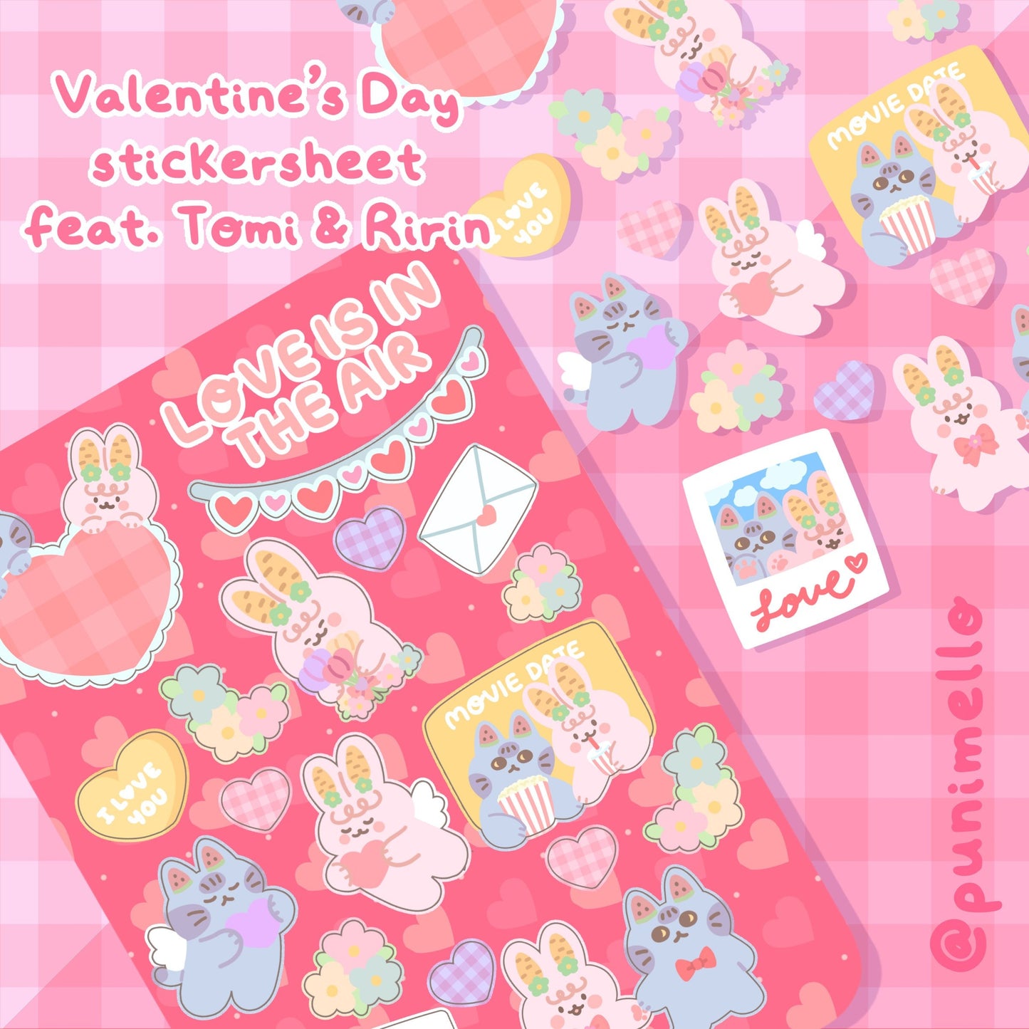 Couples Valentine’s Day | Kudamono Friends | Original Characters | Sparkly Holo Vinyl Sticker sheet
