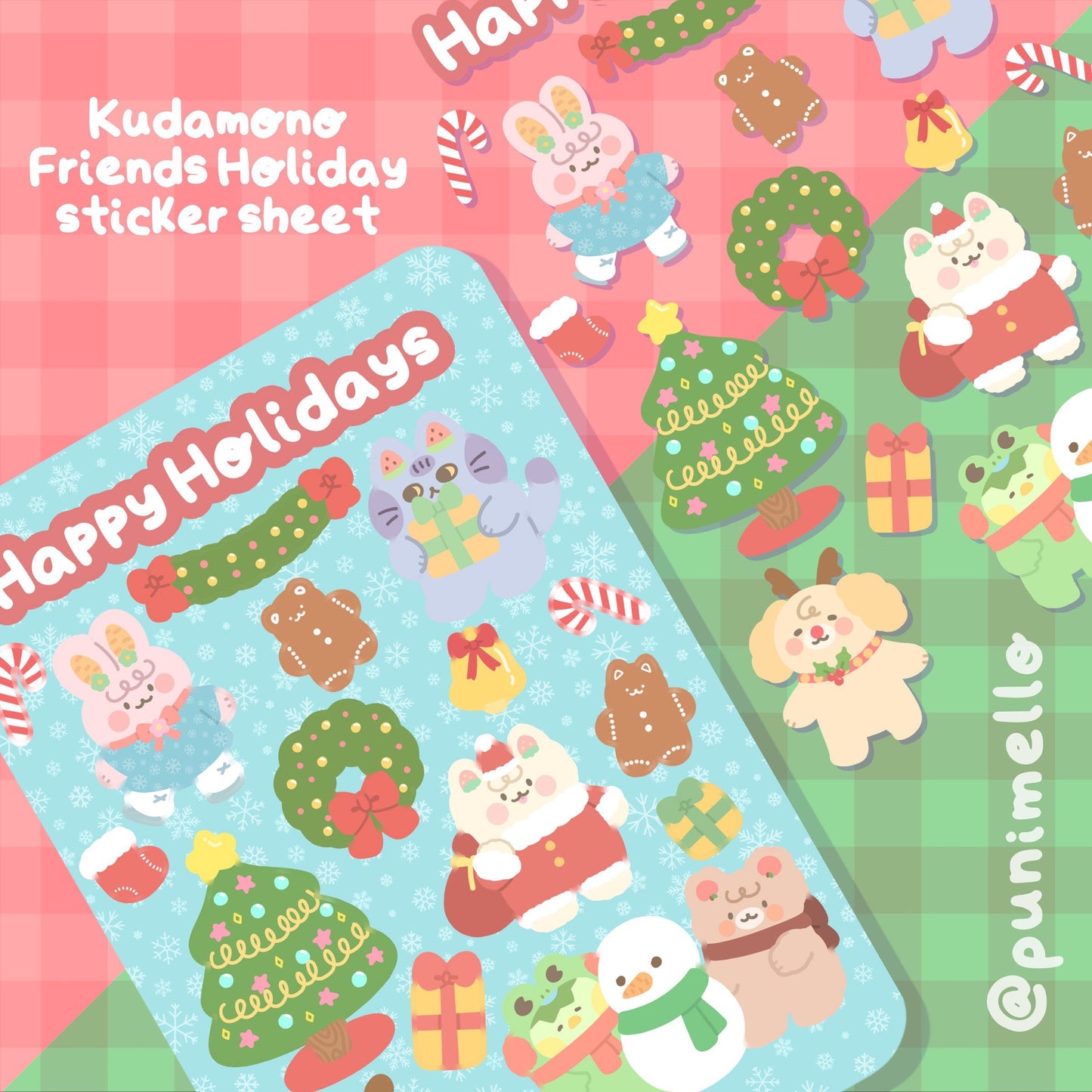 Happy Holidays | Kudamono Friends | Vinyl Sticker sheet