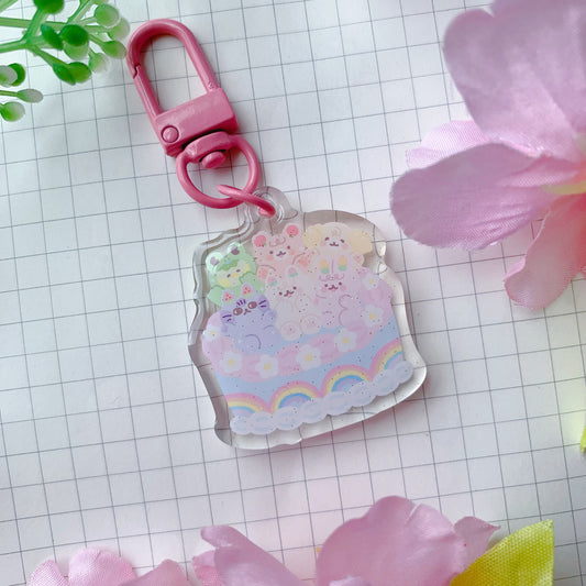 Kudamono Friends Cake | Mini Sparkly Acrylic Charm | 1.5 inch
